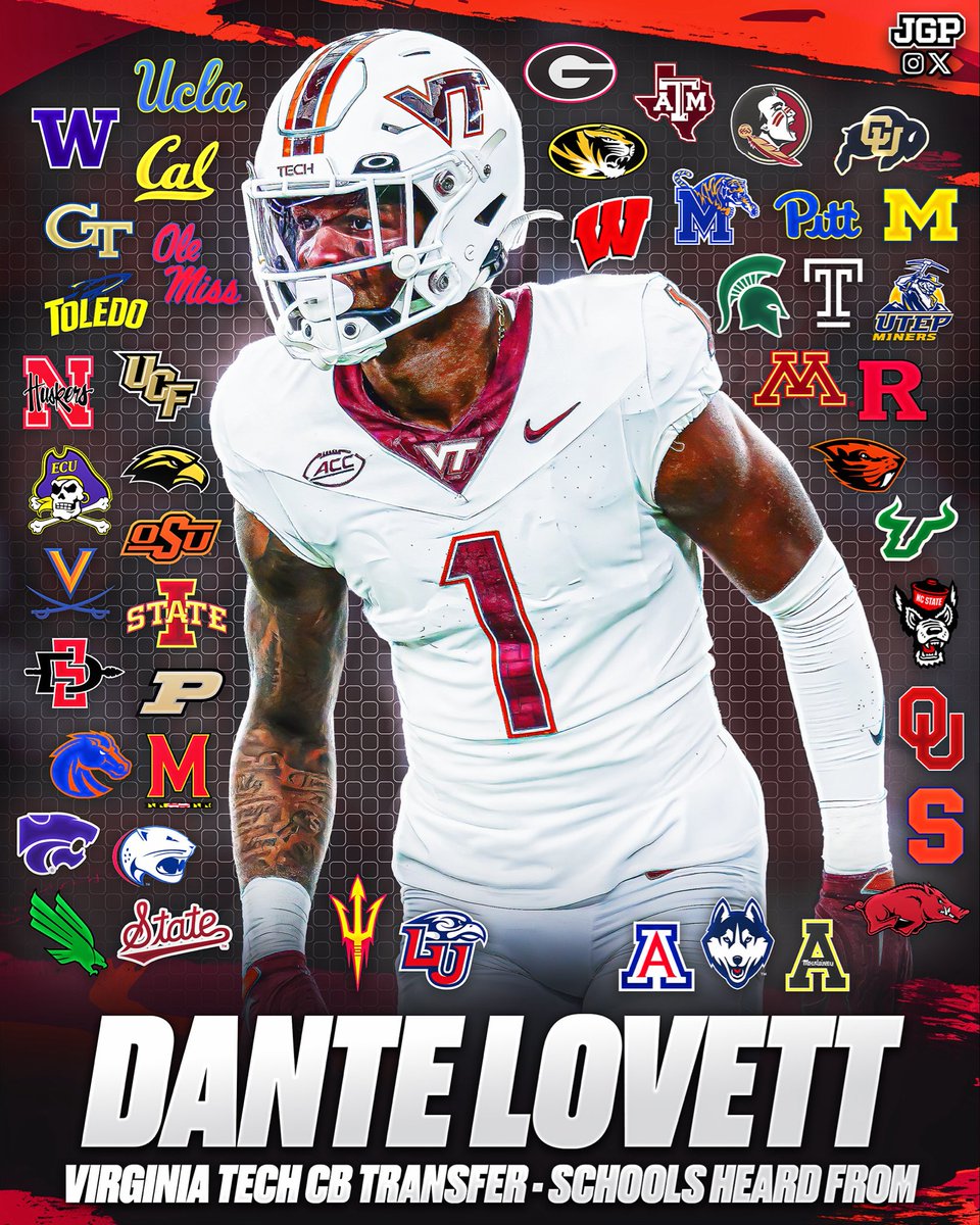 jgpvisuals's tweet image. NEWS: Virginia Tech CB Dante Lovett has heard from these 46 schools since entering the Transfer Portal, he tells me.

Lovett totaled 36 tackles (22 solo), 7 pass deflections, and 1 interception during his time with the Hokies and will have 2 years of eligibility remaining.

Where…