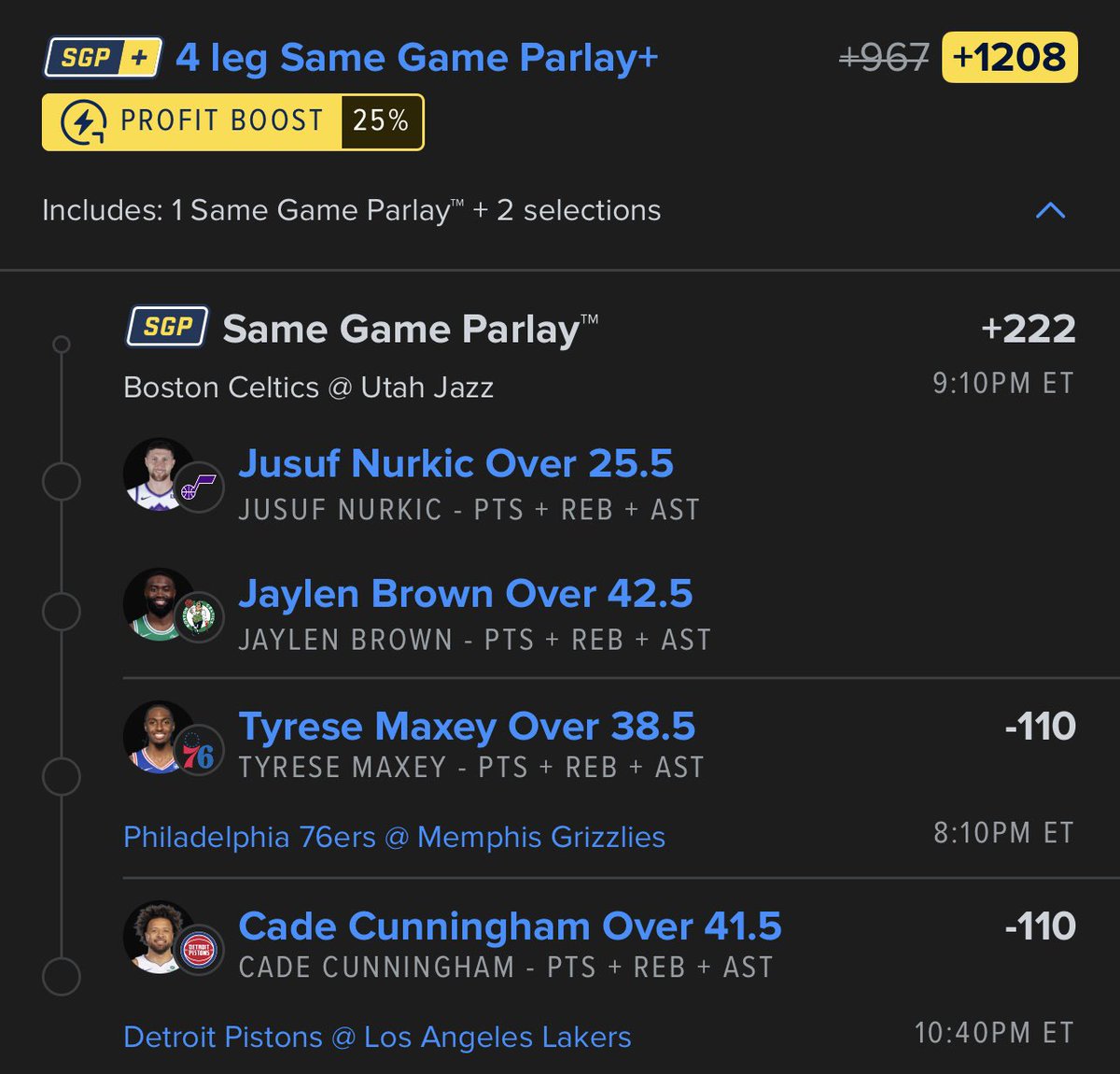 MasterLockz's tweet image. 🚨TOP NBA PARLAY🚨

🔥$25 Wins $302
❤️ If your tailing!