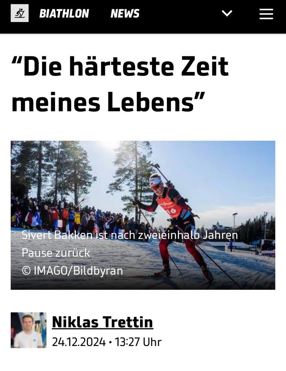 Quo_vadis_BRD's tweet image. 2/ Im Interview vom 24.12.24 sprach der nun verstorbene Biathlet von der „härtesten Zeit seines Lebens“: 

Die dritte Covid-Impfung hatte ihm ab 2022 eine über zwei Jahre anhaltende Zwangspause von seinem geliebten Sport beschert:

sport1.de/news/winterspo…

archive.is/l21aQ