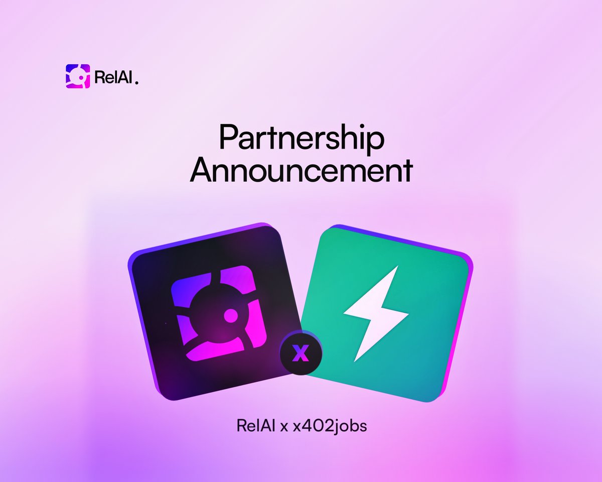 Hello everyone! We're happy to announce that we're partnering up with <a href="/x402jobs/">x402jobs</a>

Through this partnership;

All of the APIs registered in RelAI will now also be available as x402 resources, just like we introduced on-demand MCP:

Fully white-labeled, including logo, brand name,