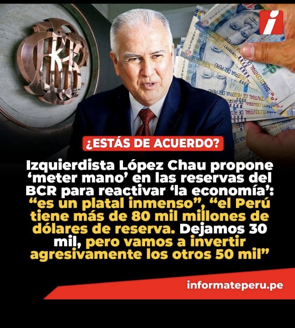 Esta propuesta de #LópezChao de acabar con la autonomía del #BCR y meterle mano a las reservas es una típica payasada electoral, además de una monumental estupidez. El rosáceo solo quiere prensa para ver si sale del fondo de las encuestas.