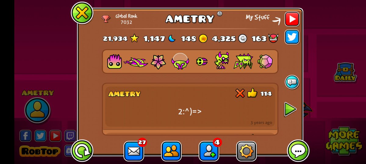 Ametry_GD's tweet image. A por las 164 monedas secretas. Niveles demons de los packs ni cosquilla hacen