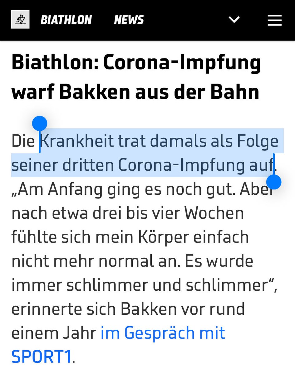 Quo_vadis_BRD's tweet image. 4/ Noch am 05.12.25 schrieb @SPORT1 von Bakkens „unglaublicher Rückkehr“, es wurde explizit verwiesen auf das Interview mit Bakken „vor rund einem Jahr“.

Auch hier im Text findet man den Verweis darauf, dass die Myokarditis „als Folge seiner dritten Corona-Impfung“ aufgetreten…