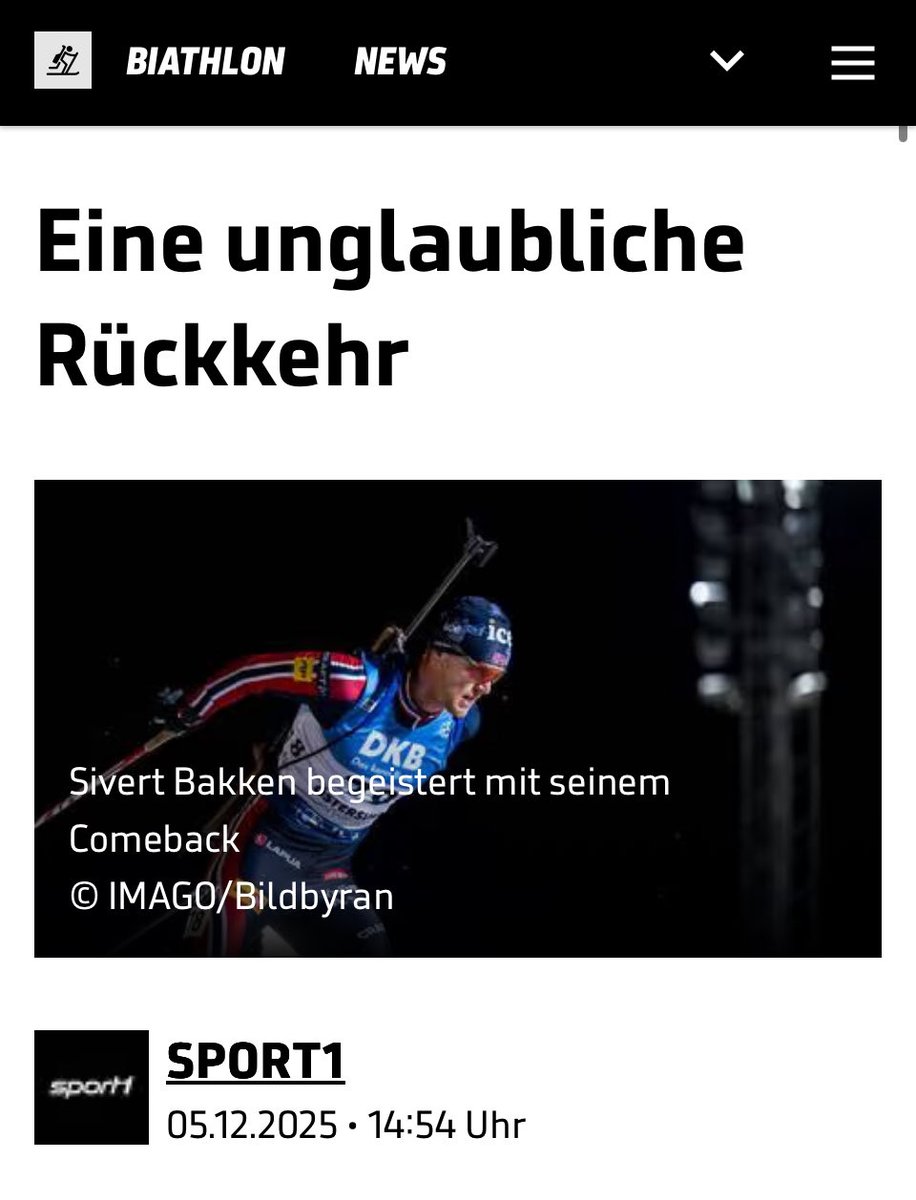 Quo_vadis_BRD's tweet image. 4/ Noch am 05.12.25 schrieb @SPORT1 von Bakkens „unglaublicher Rückkehr“, es wurde explizit verwiesen auf das Interview mit Bakken „vor rund einem Jahr“.

Auch hier im Text findet man den Verweis darauf, dass die Myokarditis „als Folge seiner dritten Corona-Impfung“ aufgetreten…