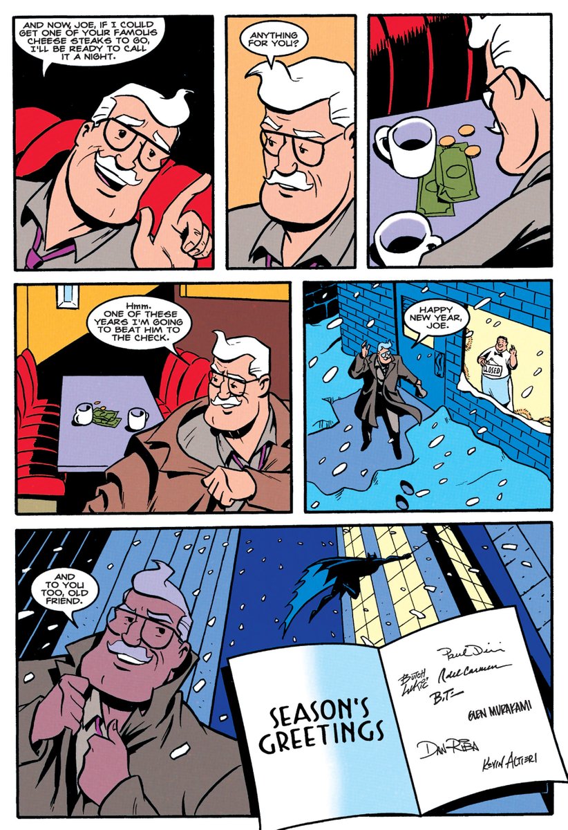 worldsfinest's tweet image. Happy New Year!

The Batman Adventures - Holiday Special #1 (1994)
"Should Old Acquaintance Be Forgot"
Written by Paul Dini
Art by Dan Riba
Colored by Bruce Timm
Lettered by Richard Starkings/Comicraft
#BatmanTAS #Batman #HappyNewYear