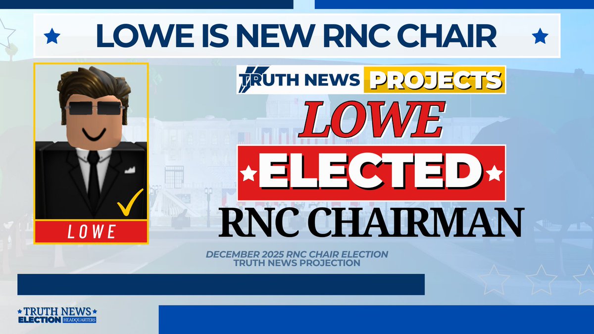 🗳️ ELECTION HQ: Truth News can now confirm that Christopher Lowe has been elected Republican Party chairman unopposed, following Isaac Taylor's withdrawal from the election.