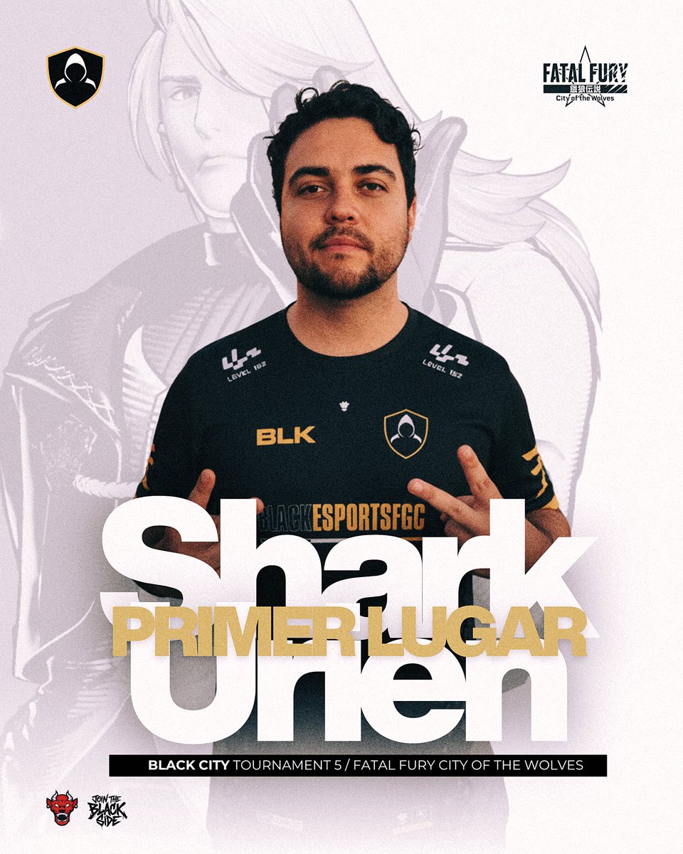 blackesportsfgc's tweet image. El tiburón 🦈 negro @SharkUrien se queda con el primer lugar del último torneo del año #BlackCity5 de FatalFury City of the Wolves con un increíble 6-0 en la final ! Demoledor nivel de Camilo que nos deja muy contentos! Vamos por mas! #JoinTheBlackSide
