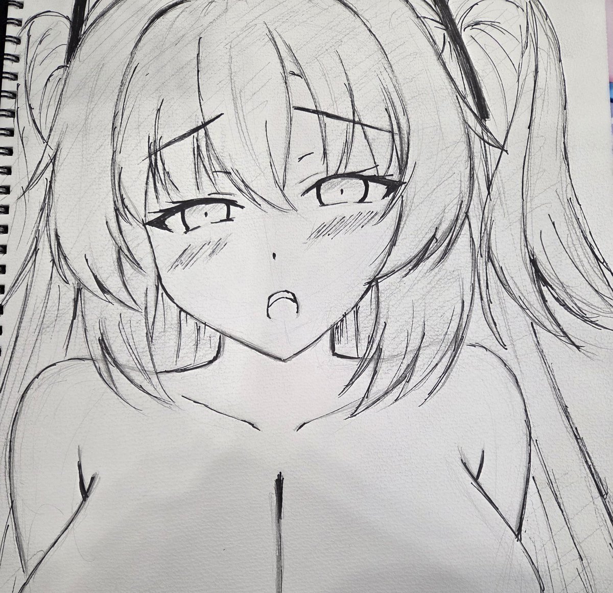 今回急遽ですが初めて
スケブ受付をさせて頂きました!
久々のアナログ仕上げで緊張したけど
無事にユウカ描き上がりました 