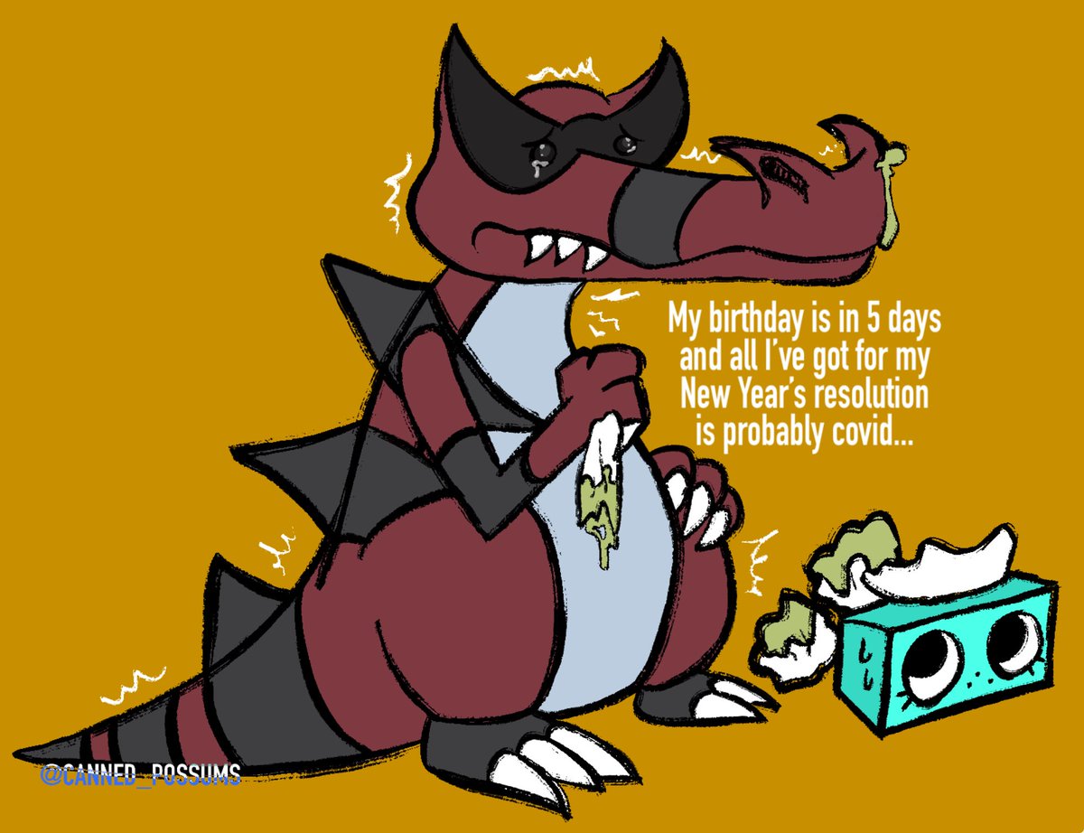 CANNED_POSSUMS's tweet photo. My left nostril is stuffy with a side of a sore throat so I drew myself as a Krookodile going thru it https://t.co/GRXRDJPR3C
