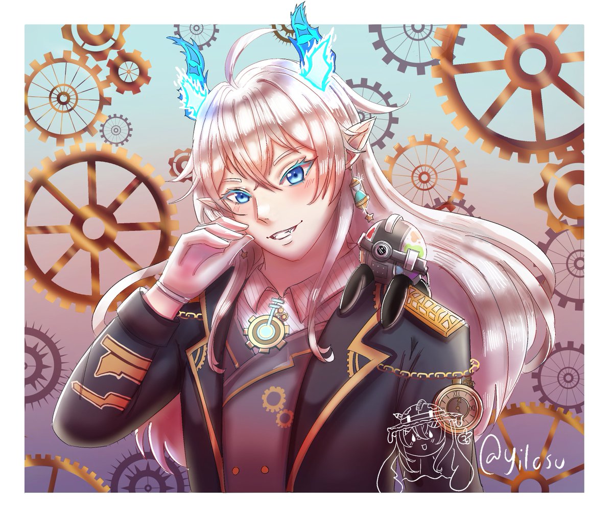 Happy birthday, 1k followers on twitch, and more! sorry for posting late but i wanted to draw <a href="/ShiromiyaCh/">Shiromiya Shirato | VTuber | 🦇☄️⏱️</a> ! I hope 2025 was a good year for you! :)