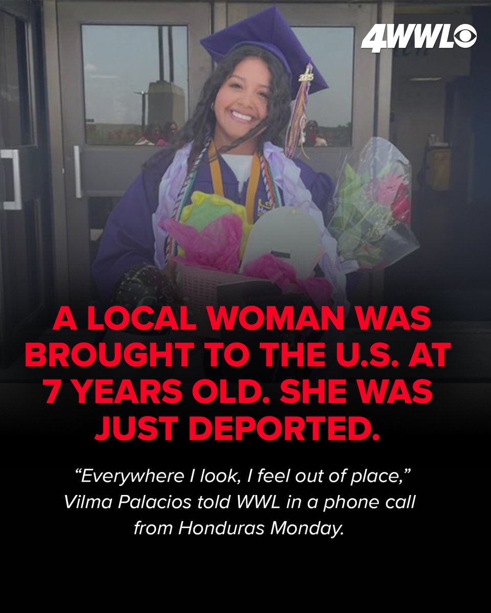 WWLTV's tweet image. A young woman who immigrated to the U.S. as a child has been deported to Honduras. She spoke with WWL Louisiana Monday.  bit.ly/3LlCnme 

#ICE #Immigration #ImmigrationEnforcement #Louisiana #LocalNews #News