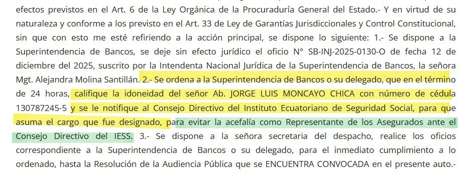 LizzyBor9's tweet photo. ⚠️🔴 A los 3 años: Una vez más, hay la pretensión de que la vocalía de los asegurados del Consejo Directivo del @IESSec vuelva a estar ocupada ilegalmente.
Una jueza de Portoviejo ha concedido una medida cautelar y ha dispuesto a la Superintendencia de Bancos que califique la idoneidad del señor Abg. Jorge Luis Moncayo Chica, para que asuma el cargo de vocal de los asegurados del Consejo Directivo del IESS.
⚠️ Pero resulta que NO hay norma de sustento para realizar el proceso de designación.
¡Qué grave!