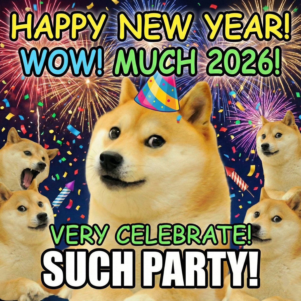 🎊 Happy New Year! 🎉 Make one 2026 wish in the comments for DOGE TIPPING  🫶 LFG 🚀🚀🚀, image size:1200x1200