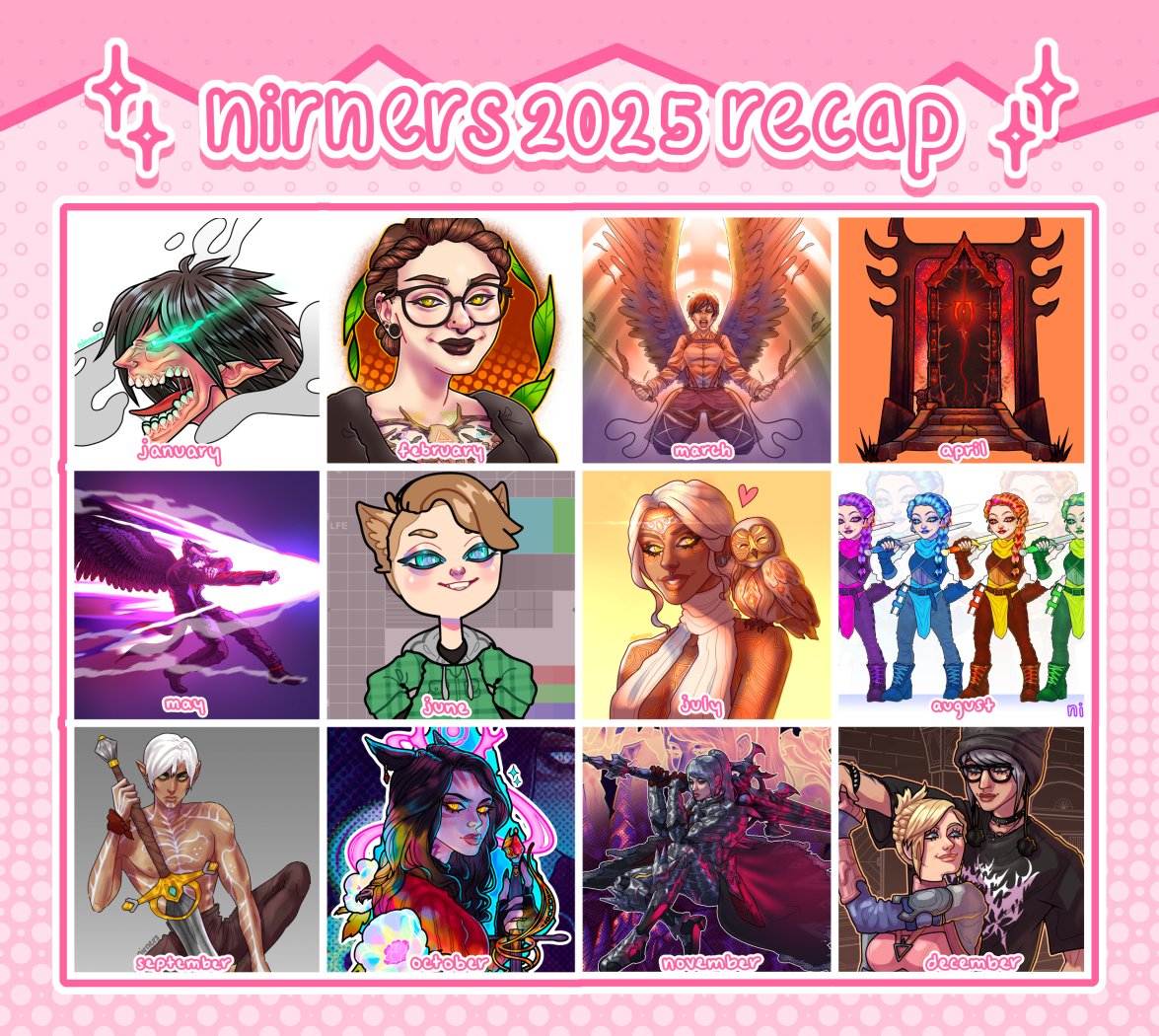 finished up my last couple big projects just in time for the new year!! 
i can't say enough that the support i've gotten this year means so much. i've learned a lot and been working hard to push myself 💕 onto 2026!
#2025artsummary #artrecap