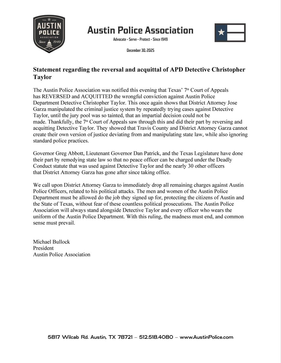 Austin Police Association tweet media