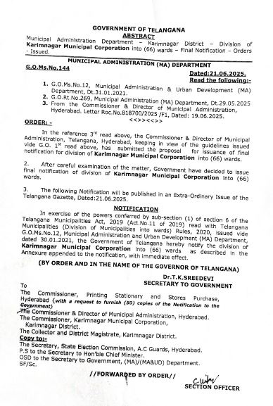Suresh_AIMIM's tweet photo. Despite https://t.co/OyZ1MFLtjx.144 (21-06-2025) approving 66 divisions in Karimnagar, RTI reply said “no new divisions formed”. Conduct detail enquiry and take legal action. @cdmatelangana @TelanganaCMO @Collector_KNR @MC_Karimnagar @PrlsecyMAUD https://t.co/plr0promyc