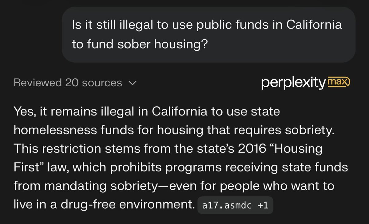 California makes it illegal for state funds for sober housing 

So actually your tax dollars subsidize mass drug use and fentanyl overdoses