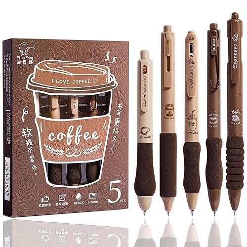 I just received LSLSHY Cute Gel Pens 5Pcs Retractable Quick Dry Ink Pens 0.5mm Fine Point Black Ink Kawaii Smooth Writing Pens for School Office Supplies Aesthetic pretty pens (Coffee) - Coffee from Rei via Throne. Thank you! throne.com/kuriimuvt #Wishlist #throne