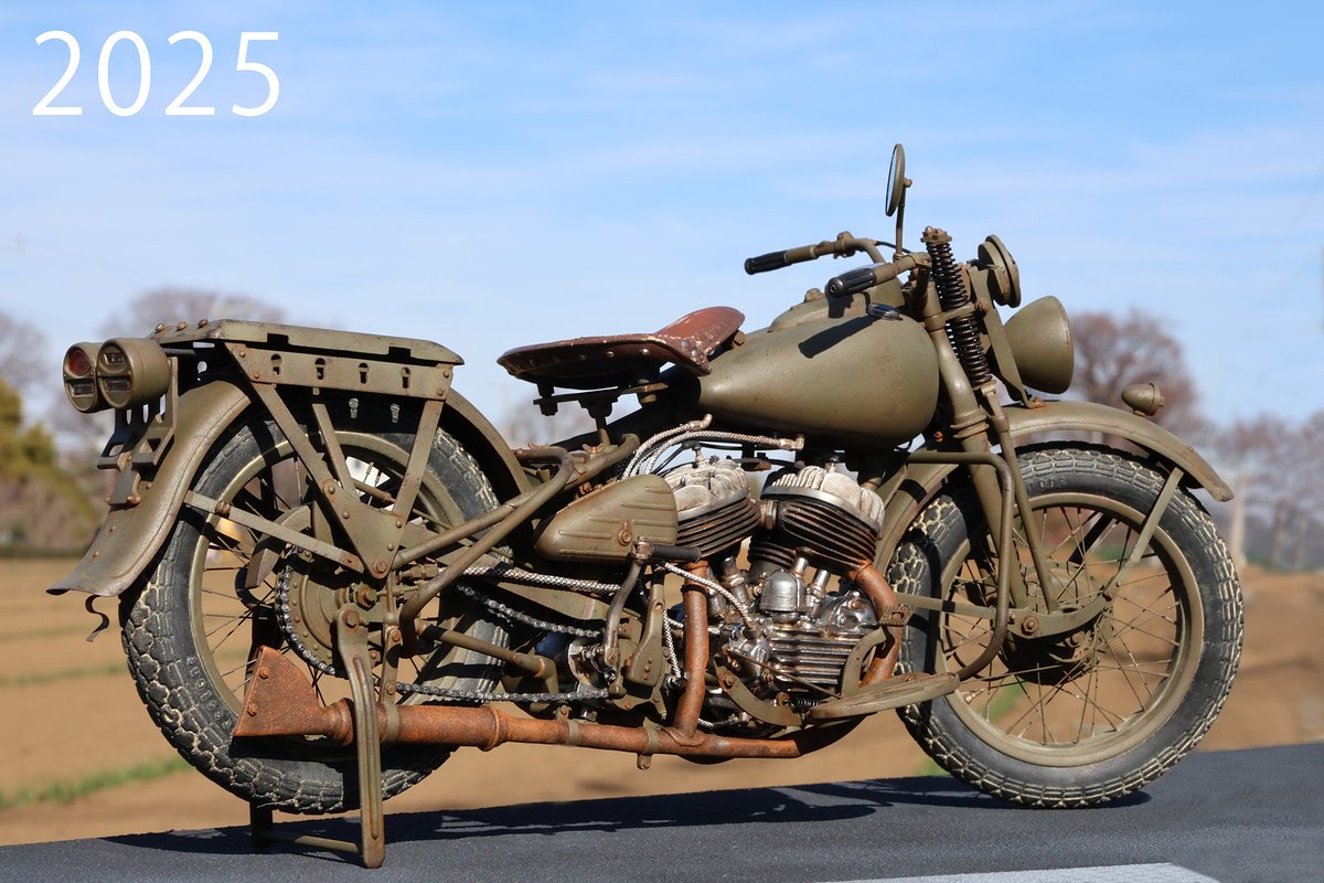 #今年作ったプラモ晒そうぜ 今年はハーレー・ダビッドソンWLA750だけでした。来年は倍を目指します！！