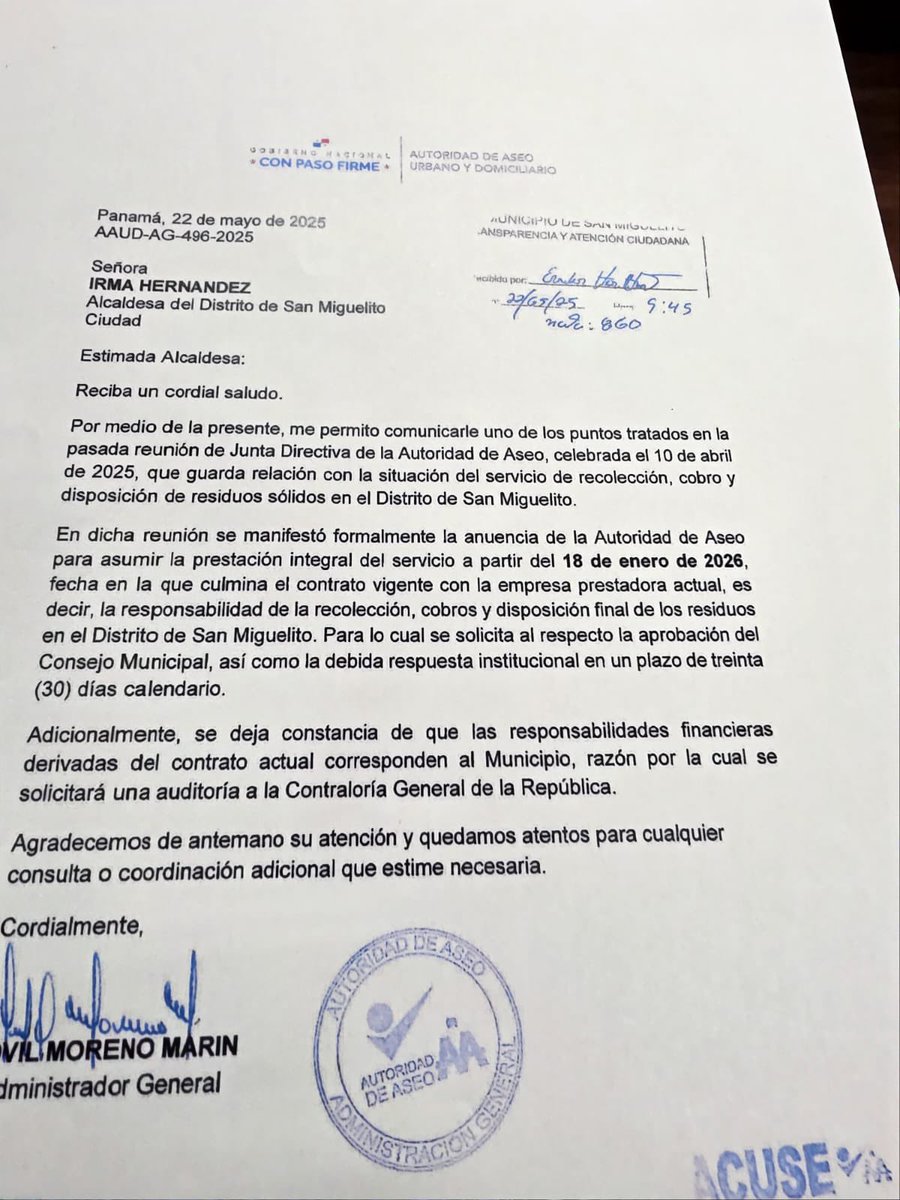 Desde Mayo 2025 el gobierno ofreció su apoyo a la Alcaldesa previendo la crisis que se vendría encima y no lo aceptó.