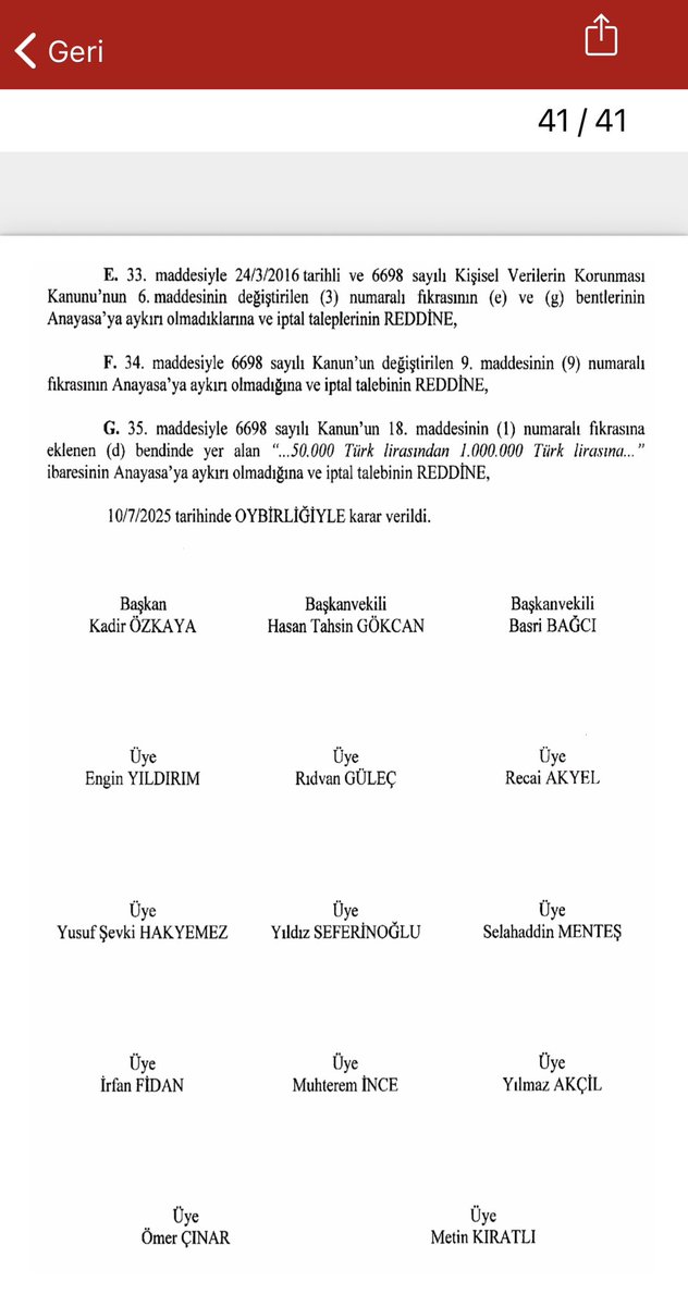 AYM’DEN TARİHİ KARAR 

📌 Hukukta yeni bir dönem başlıyor.
Tüm gözler şimdi Meclis’te yapılacak yeni düzenlemelerde.

1️⃣ AYM’den ceza yargılamasını ilgilendiren kritik karar!
Mahkeme, CMK’da yapılan bazı değişiklikleri Anayasa’ya aykırı bularak iptal etti.

2️⃣ İptal edilen