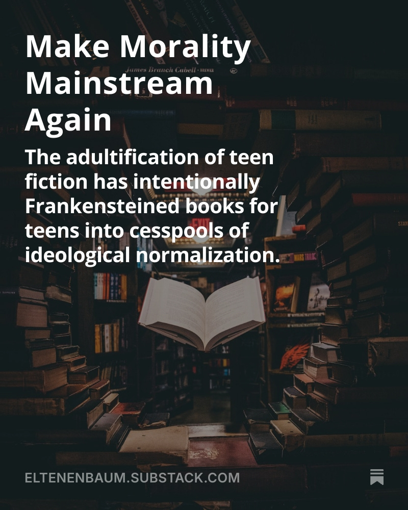 New essay, "Make Morality Mainstream Again," a retrospective on the past decade as a YA author.
Changes I’ve seen, shifts I’ve noticed, things you should know about too.
eltenenbaum.substack.com/p/make-moralit…