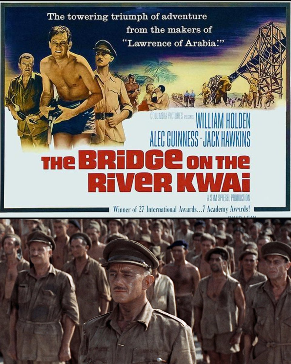 THE BRIDGE ON THE RIVER KWAI [1957] is widely considered one of the greatest films ever made. Directed by David Lean, it swept the Academy Awards, winning seven Oscars including Best Picture and Best Actor for Alec Guinness. 

Unlike many war movies that focus on combat, this