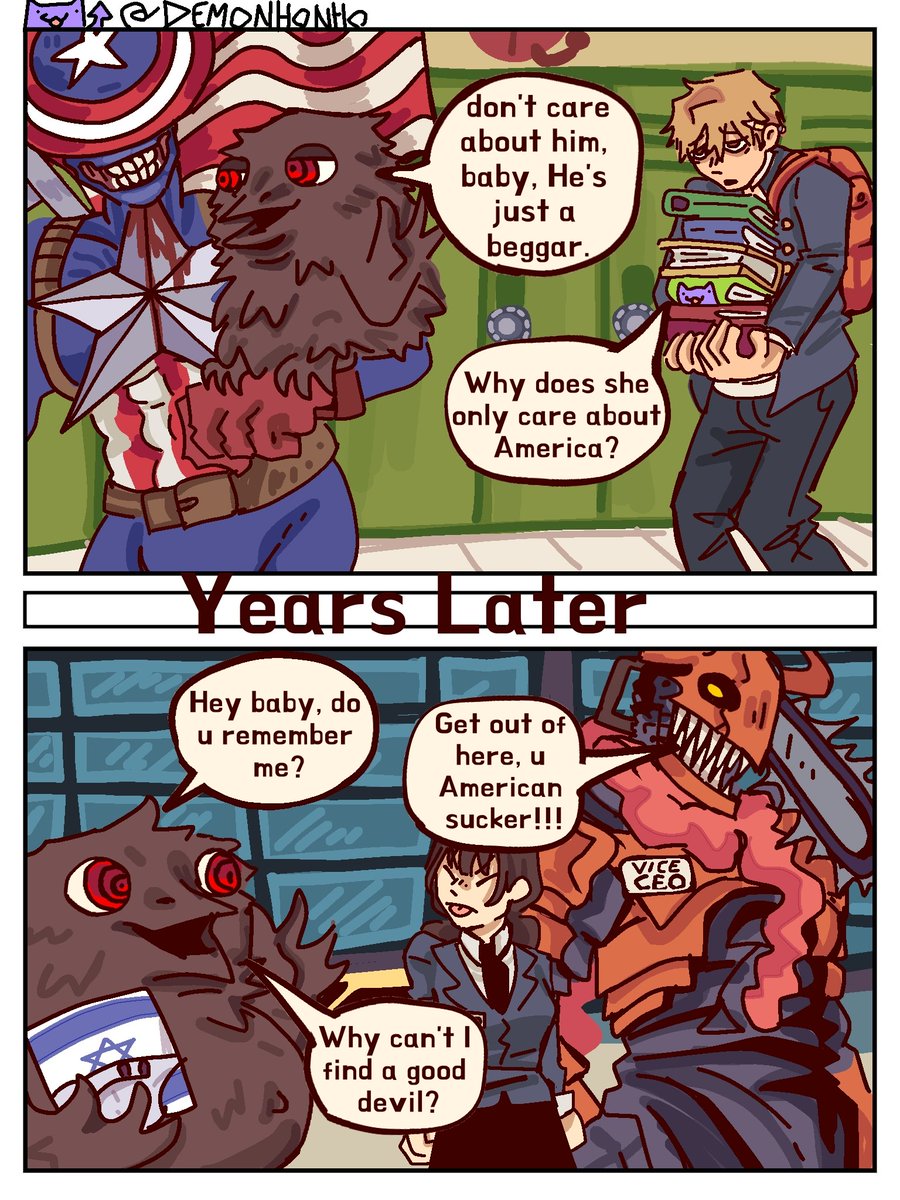 Demonhonho's tweet image. Eu adoro carregar livros 
#yoru #denji #asamitaka #americandevil