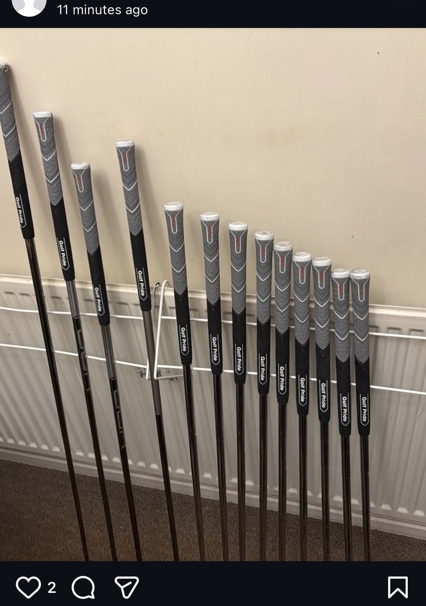 My Dad is new to instagram and “face/twitter” as he calls it. 

He’s meticulous with his clubs, surprised he didn’t tell me he had them regripped… riveting conversation. Anyway, spotless as ever. Love you Dad