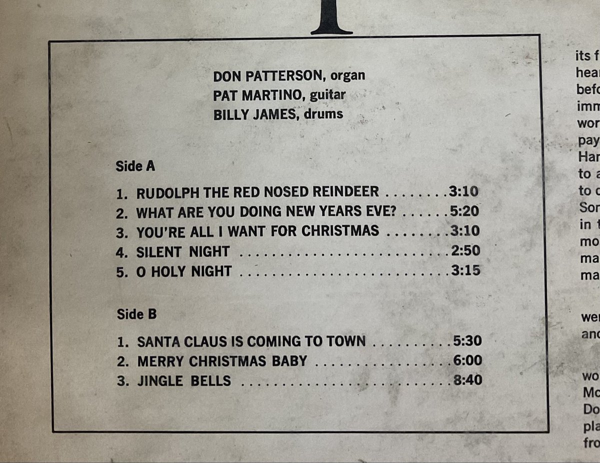 takanomasajazz's tweet photo. おはよう御座います。一週間前に終わったクリスマス🎄ですが、 #DonPatterson の『Holiday Soul』を🎵Christmas SongをOrgan Trioで、Gt #PatMartino がヒカリます🎸Ds #BillyJames このアルバムはカセット📼➡︎MD➡︎ MP3にして聴いてます。季節限定感はあるけど、楽しめる😊 #かっこいいハモンド https://t.co/cK8FjhTaZp