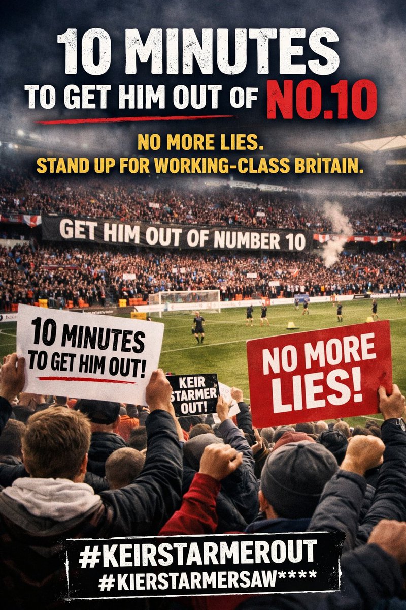 Bexley_LA's tweet photo. Football fans across Britain 🇬🇧 — make the 10th minute count on New Year’s Day.
Stand up for working-class people. No more lies.
10 minutes to get him out of No.10.
Protest, film it, and upload your clips.
#keirstarmerout #kierstarmersaw***** https://t.co/wPs9UM8sSm