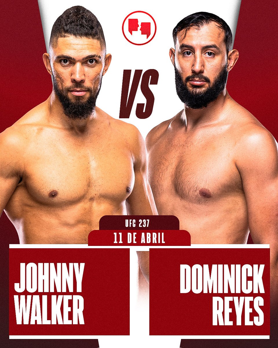 AgFight's tweet image. LUTA CONFIRMADA!

De acordo com o MMA Mania,o duelo entre Johnny Walker e Dominick Reyes está encaminhado para o dia 11 de abril, em Miami 🔥 #ufc237