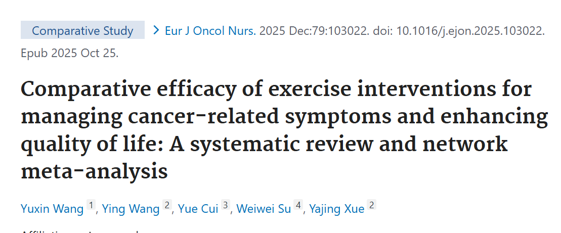 Exercise is highly beneficial in managing cancer-related symptoms &amp; quality of life (when possible). 

This new review &amp; meta-analysis found some interesting specifics, but again, to me, the story here is exercise helps, don't get too bogged down in details. 

✴️Fatigue: Aerobic