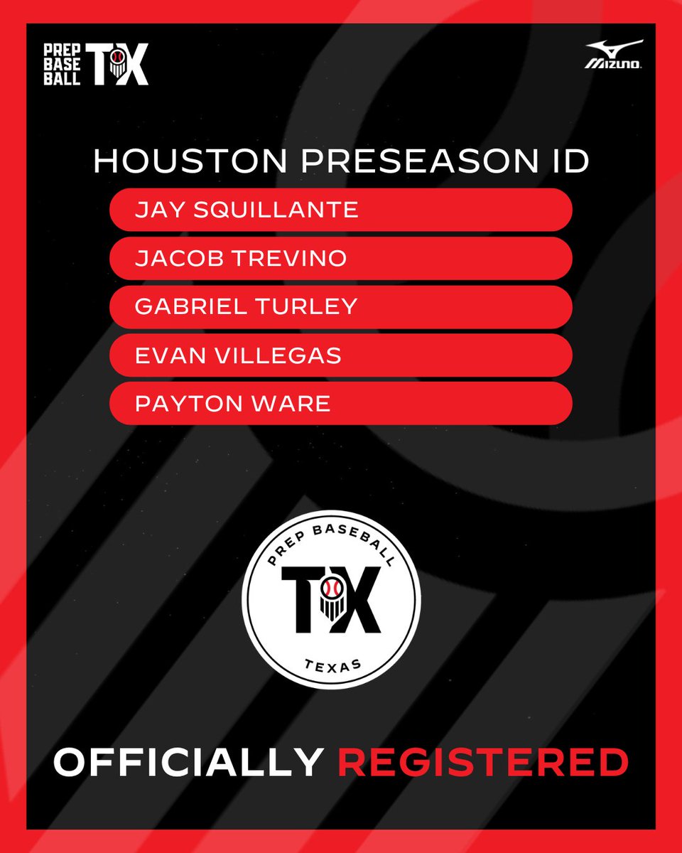 PrepBaseball_TX's tweet image. 𝐇𝐨𝐮𝐬𝐭𝐨𝐧 𝐏𝐫𝐞𝐬𝐞𝐚𝐬𝐨𝐧 𝐈𝐃 ❄️

+ We welcome the following players to the Houston Preseason ID, being held this Sunday, Jan. 4th, at Rice University!

+ 𝙍𝙀𝙂𝙄𝙎𝙏𝙀𝙍 with the link below. 👇

🔗: loom.ly/zwqMsXw