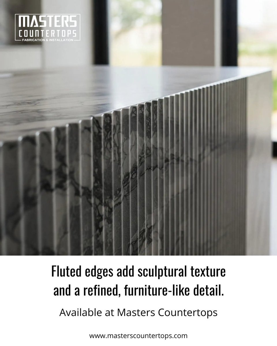 masterscounters's tweet image. Fluted #edges introduce a vertical, grooved detail along the face of a countertop, adding depth, texture, and #architectural interest. The stone is carefully shaped to create repeated ridges that bring a custom, furniture-like feel to the design. zurl.co/HvB32