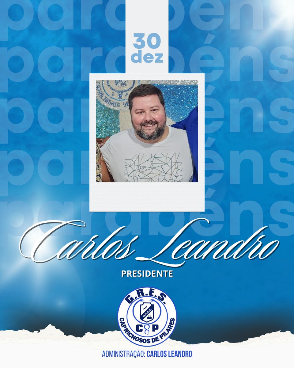 CaprichososReal's tweet photo. Hoje é um dia mega especial, que jamais passará batido. Hoje é dia de comemorar o aniversário do nosso comandante, nosso presidente, Carlos Leandro!

Em nome de toda a Caprichosos de Pilares, te damos os parabéns e desejamos tudo que há de melhor pra você! 💙🤍🐍 https://t.co/1grfFWxPoN