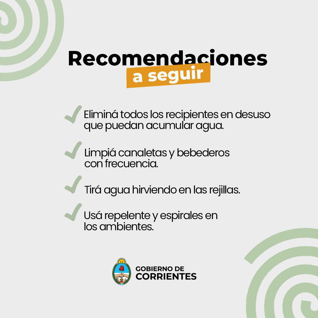 CorrientesGob's tweet image. Sin mosquitos, no hay dengue.

En tiempos de constantes e intensas lluvias y de altas temperaturas, sigamos estas recomendaciones para prevenirlo y protegernos entre todos.