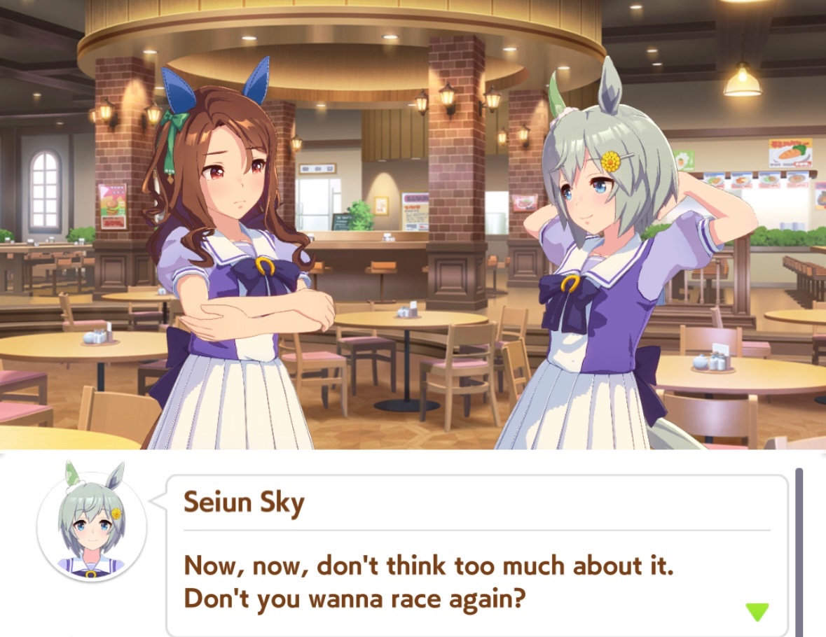 king halo x seiun sky is like. what if you were raised with your life already planned and never loved unconditionally by anyone. and then your RIVAL the thorn in your side your #1 heel was a free spirit. not beholden to anyone or anything in the entire world.

but. she loved you