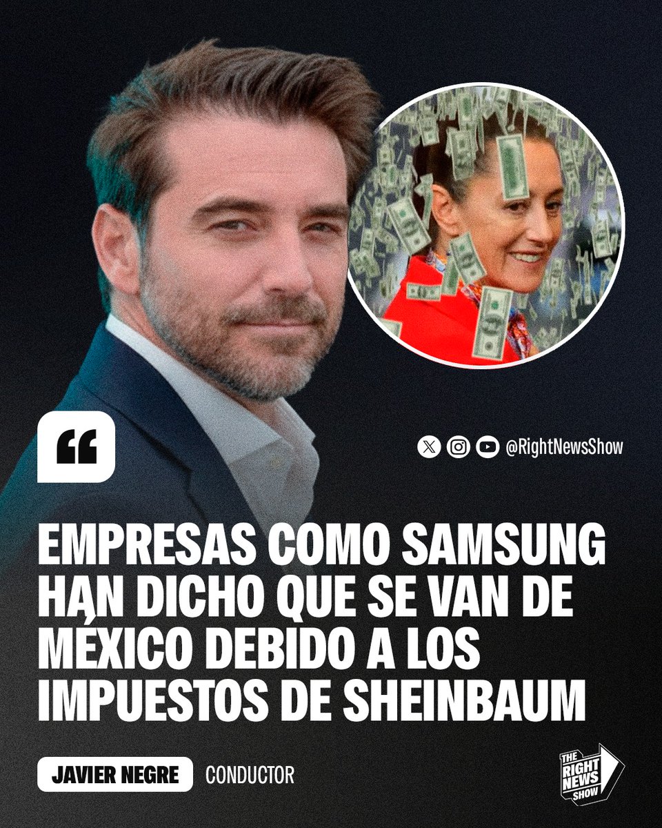 🚨🇲🇽 | Javier Negre destruyó a la narcopresidente comunista Claudia Sheinbaum por arruinar la economía mexicana: "Empresas como Samsung han dicho que se van de México debido a los impuestos de Sheinbaum".