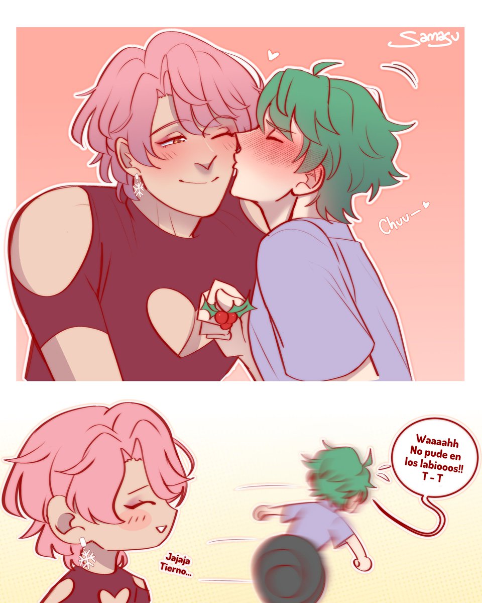 Me quedé con ganas de dibujar el muerdago parte 2 💚🩷

#originalcharacters #anime #drawing #bl #boyslove #femboy