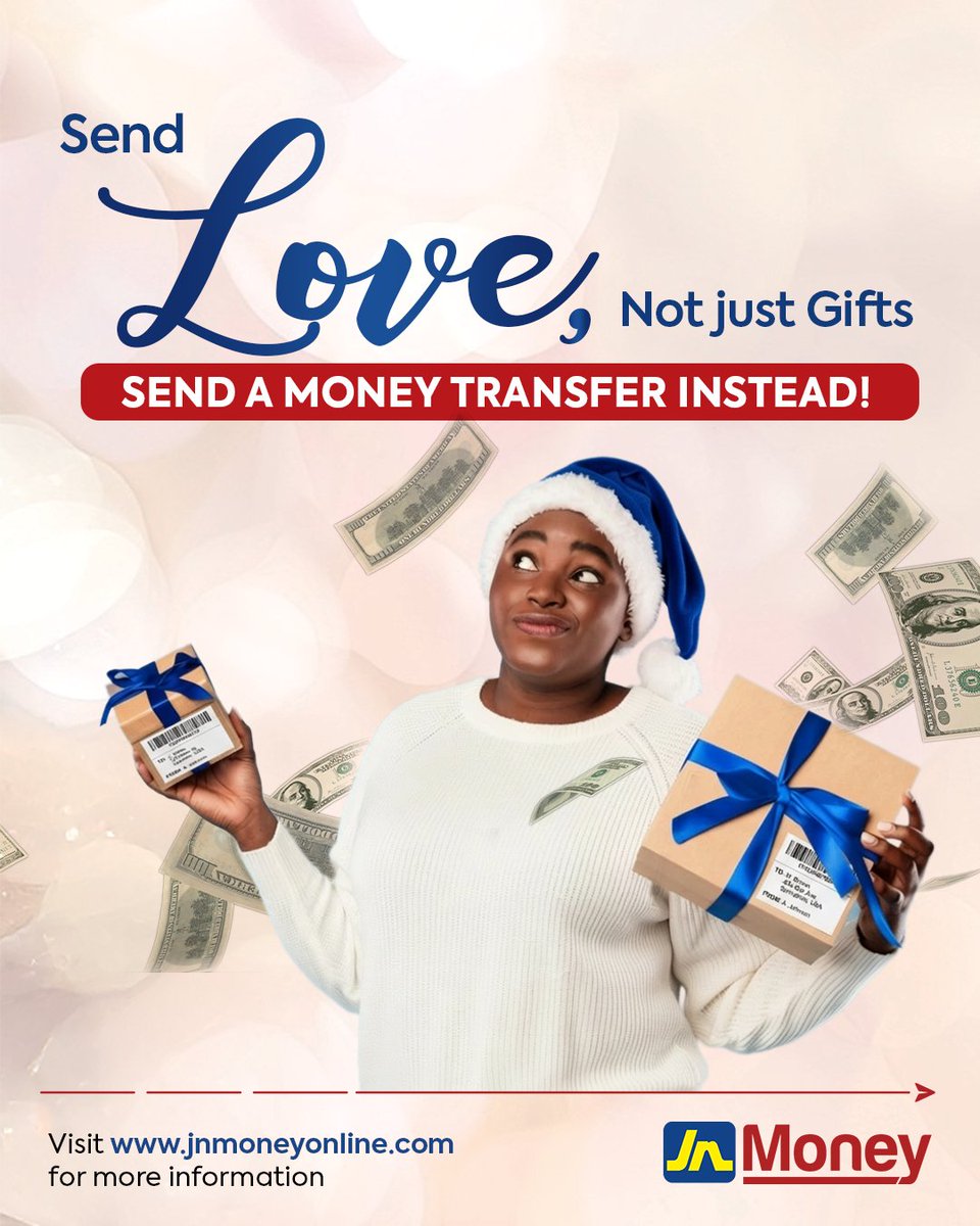 We’re skipping the boxes and the delays. 😉 With no waiting, no lost items and no hidden fees, sending support back home is simple. Send a money transfer and deliver hope for the holidays.

#HolidayHope #JNMoneyOnline #MoneyTransfer