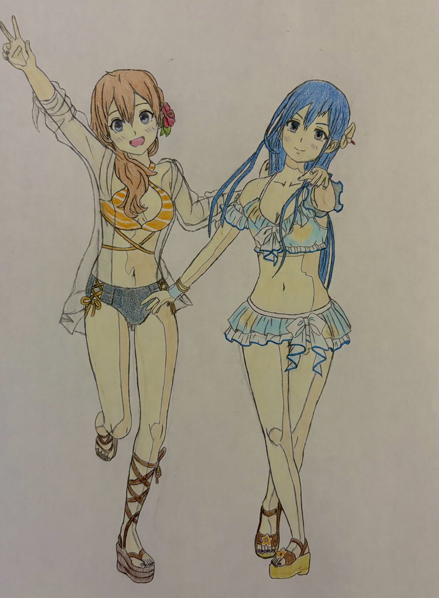 ONRY2's tweet image. シャインポスト
水着姿の春ちゃんと蓮ちゃん
描いてみました✨

#シャインポスト #青天国春 #黒金蓮 #絵描きさんと繋がりたい #イラスト好きな人と繋がりたい