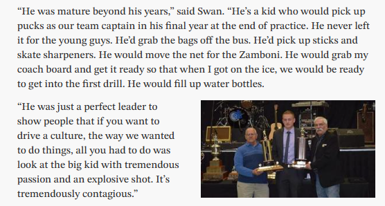 Pictured below is my favourite quote from this feature on Bobby McMann. It says plenty about who he is away from the game.

Plenty more here: Bobby McMann took the long road to the Maple Leafs. The teams he played for along the way were better for it thestar.com/sports/leafs/b…