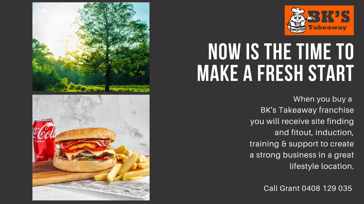 6a1e293b4ae04d6's tweet photo. #MakeAFreshStart
With #BksTakeawayFranchise
Grant 0408 129 035 https://t.co/8l1B3eFDre