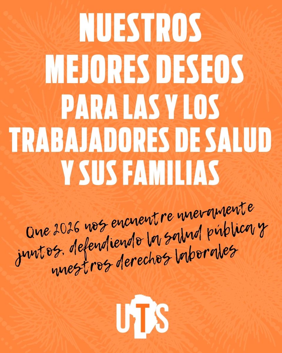 🥂🍾📆 En momentos muchas veces difíciles, la organización colectiva es indispensable. Les deseamos a nuestros afiliados y afiliadas y todos los trabajadores un feliz 2026 donde nos encontremos juntos en la defensa de nuestros derechos.