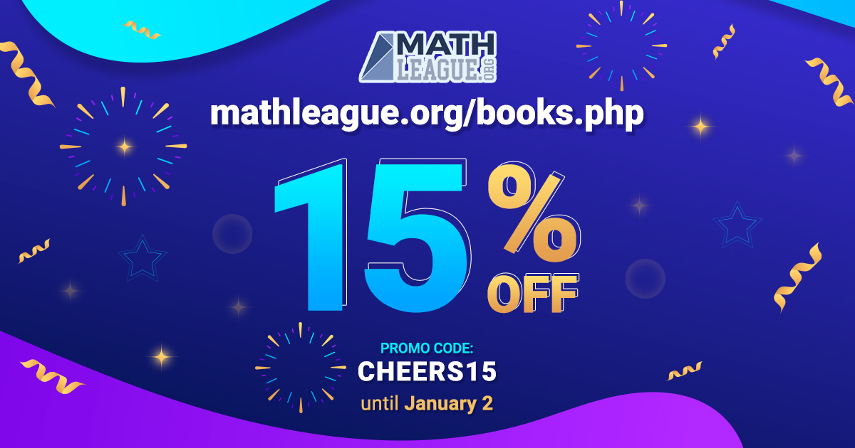 mathleague's tweet photo. Until January 2, get 15% off all books at https://t.co/GVUCTrjuII using promo code CHEERS15 at checkout.

#mathleague #mathbook #mathcontest #mathematics #promocode https://t.co/C92PIuiKtS