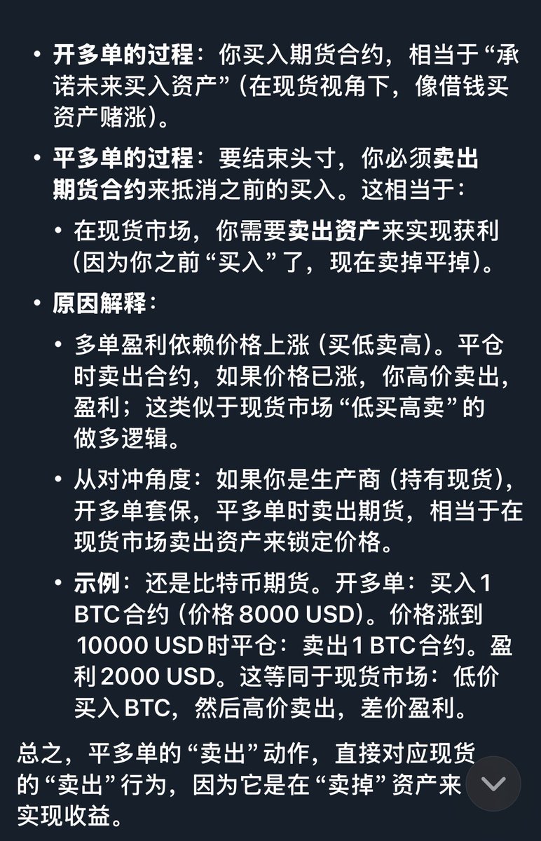 期货交易的机制：期货是一种杠杆化的合约交易，本质上是 买卖未来交割的资产承诺，而不是直接买卖现货（Spot，即即时交付的资产）。平仓操作的方向与开仓相反，从而实现对冲或结束头寸