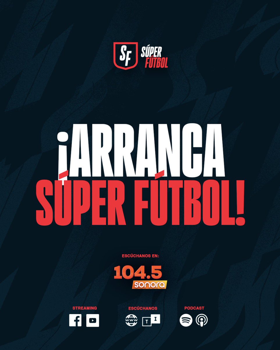 ¡ARRANCA SÚPER FÚTBOL! ⚽️

🎙️ <a href="/rmoreiraTV/">Ricardo Moreira</a>, <a href="/Gusflores21/">Gustavo Flores</a>, 
 <a href="/lacarolinaruiz1/">Carolina Ruiz</a>, y <a href="/Romguz/">Rómulo Guzmán</a> 

🔴 Estamos EN VIVO:

YouTube: acortar.link/Ol3Ngz
Facebook: acortar.link/FPxN8Q
Canal de WhatsApp: cutt.ly/2rr6l1rQ
TuneIn: tun.in/sfGQb
Sitio web: