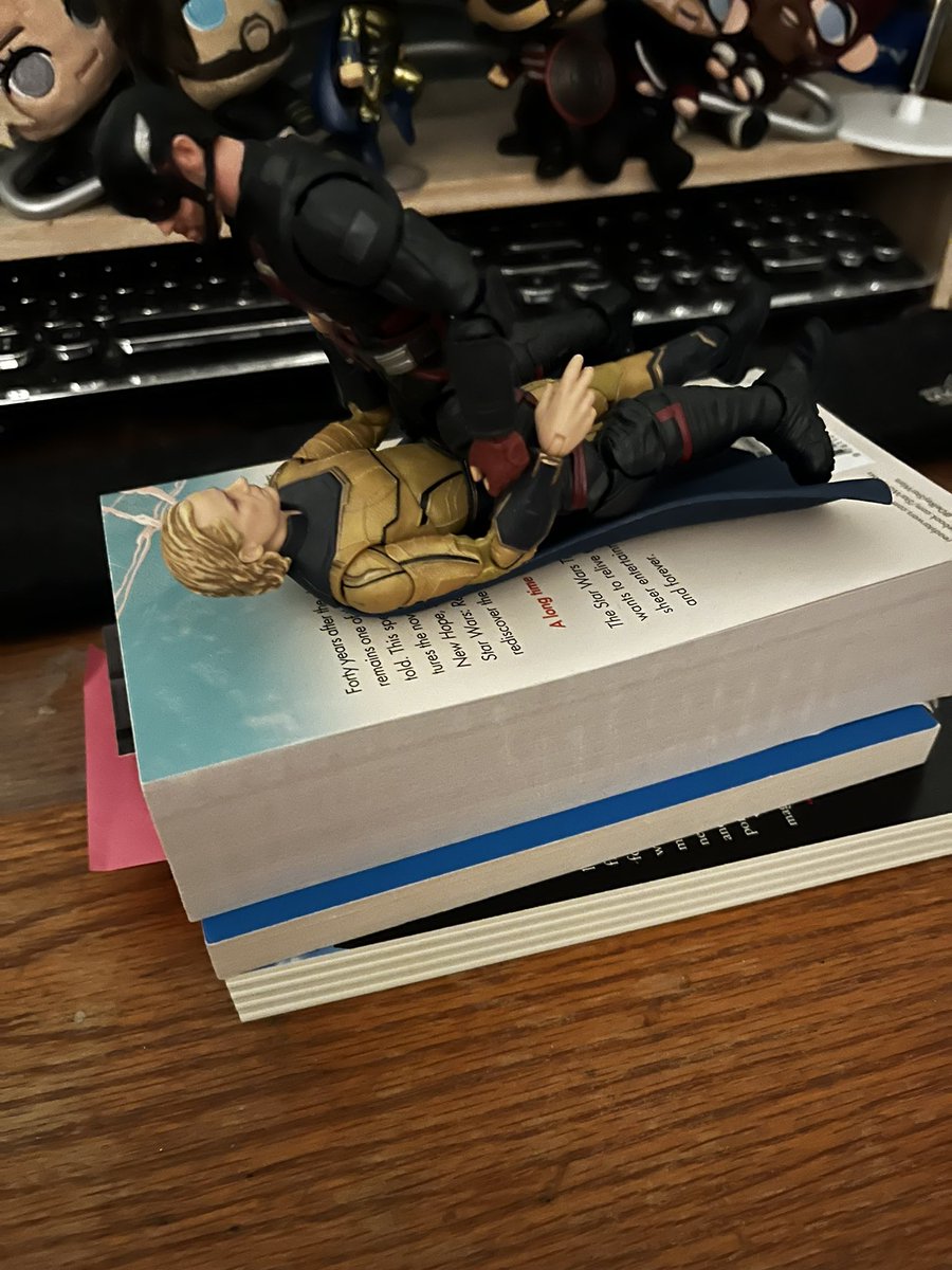 SandraSoapbox's tweet photo. @catherinespaws you inspired me
I have a book of positions and a lot of time on my hands before I have to report back to work #sentryagent #voidwalker #bobjohn 
Second pic: What if we do it on top of a bunch of books? https://t.co/THr72dIn8E