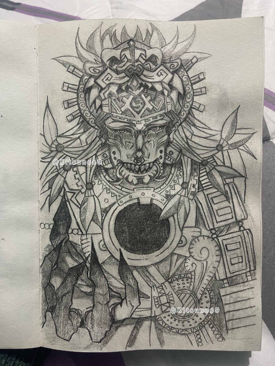 Kitsunee9's tweet photo. Algo que hice de mi patrón #tezcatlipoca #fanart #tradicionalart #dioses #mexicoantiguo https://t.co/hU9V3rwDYE